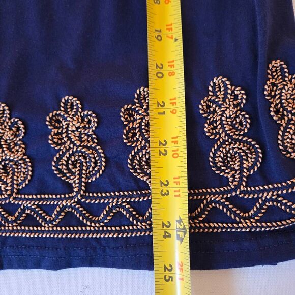 Lauren Michelle Womens Navy Blue Braided Trim Pullover Tunic Blouse Large - Picture 11 of 12